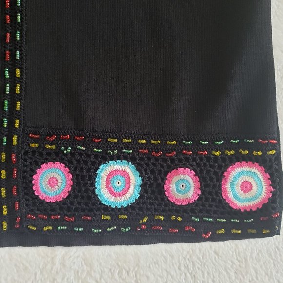 AD Originals Knit Beaded & Embroidered Scoop Neck Short sleeves Womens Top SZ S - Picture 7 of 13